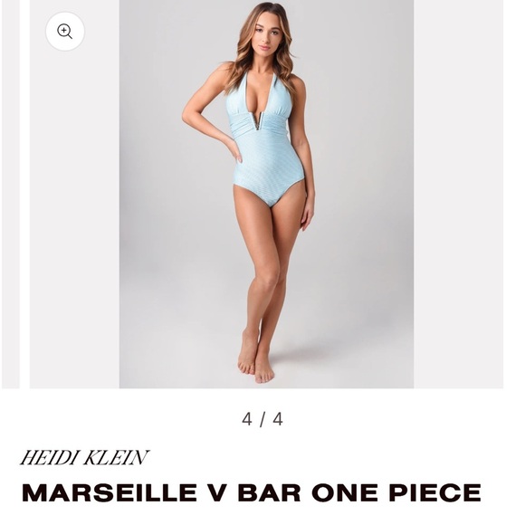 Heidi Klein Blue One Piece V Bar Swimsuit size M - Picture 3 of 9